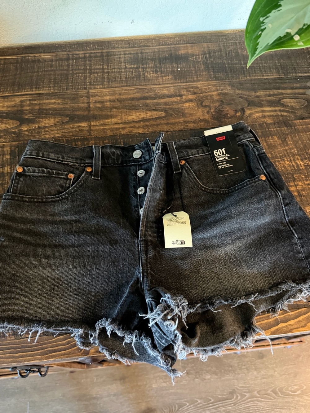 Levi's Black Denim Jeans with Tan Leather Patch